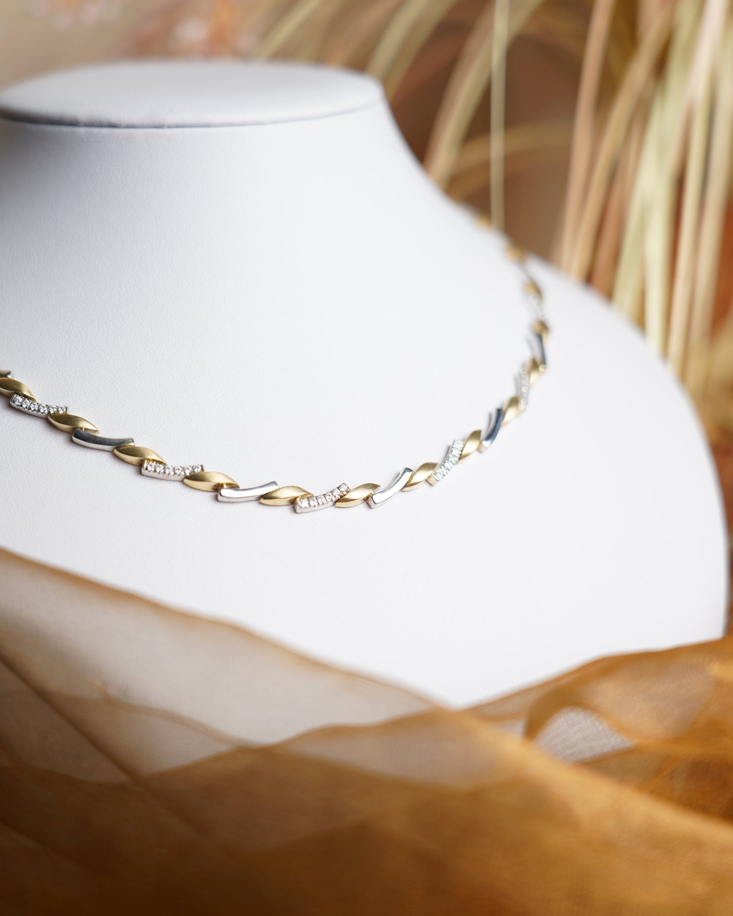 „Luminous Duo“ – Kette aus 585/- Gelb- und Weißgold mit Zirkoniasteinen