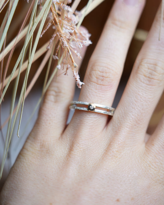 „Dual Artisan“ – Ring aus 925/- Sterlingsilber mit 14ct Diamant