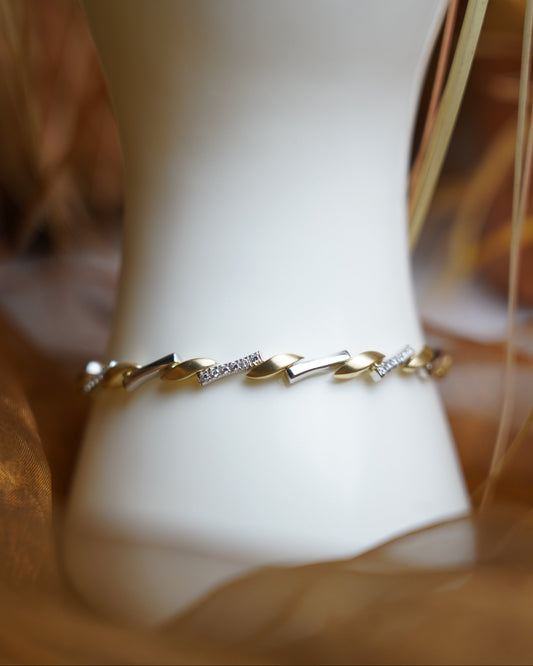 „Luminous Duo“ – Armband aus 585/- Gelb- und Weißgold mit Zirkoniasteinen