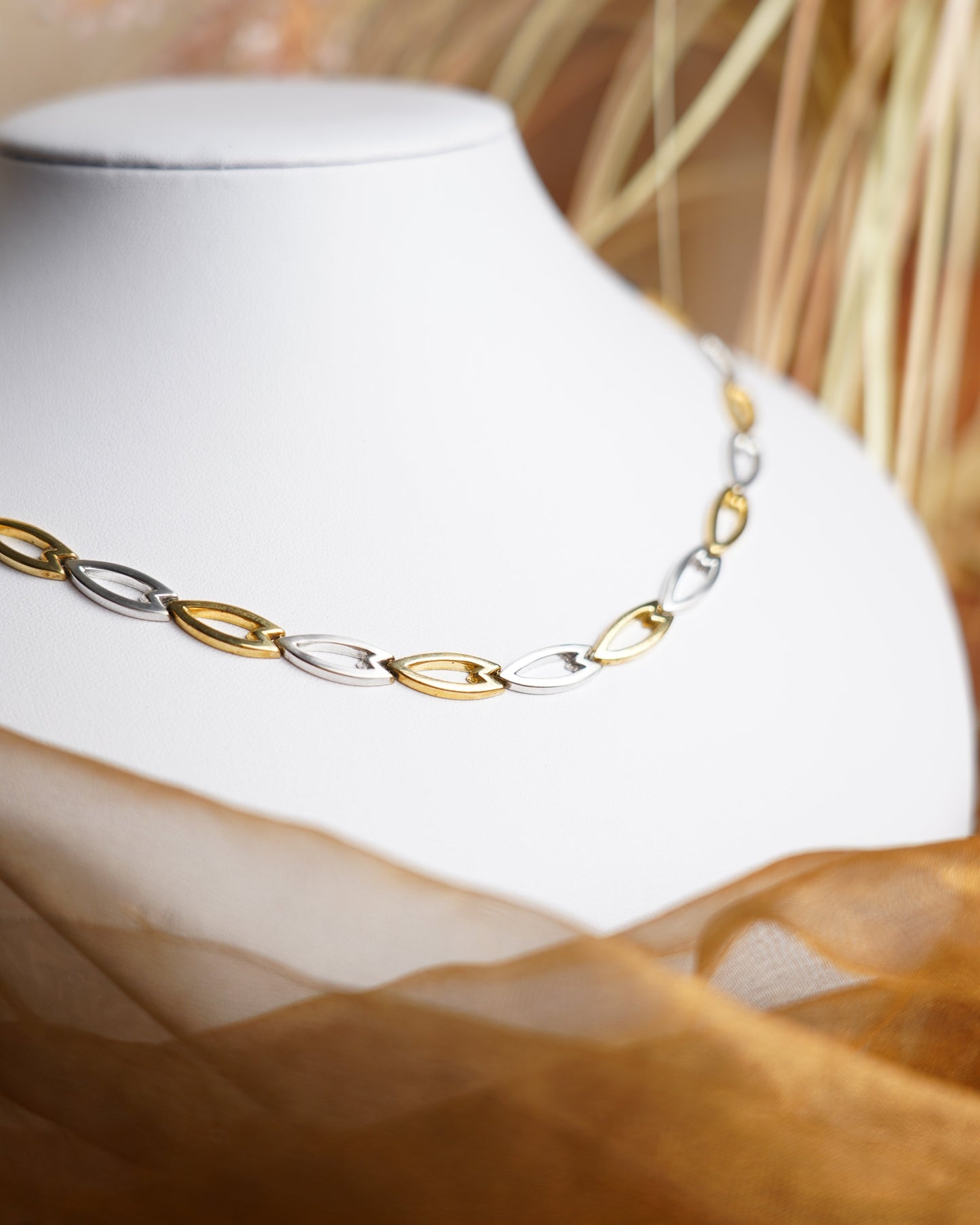 „Duo Ellipse“ – Kette aus 585/- Gelb- und Weißgold