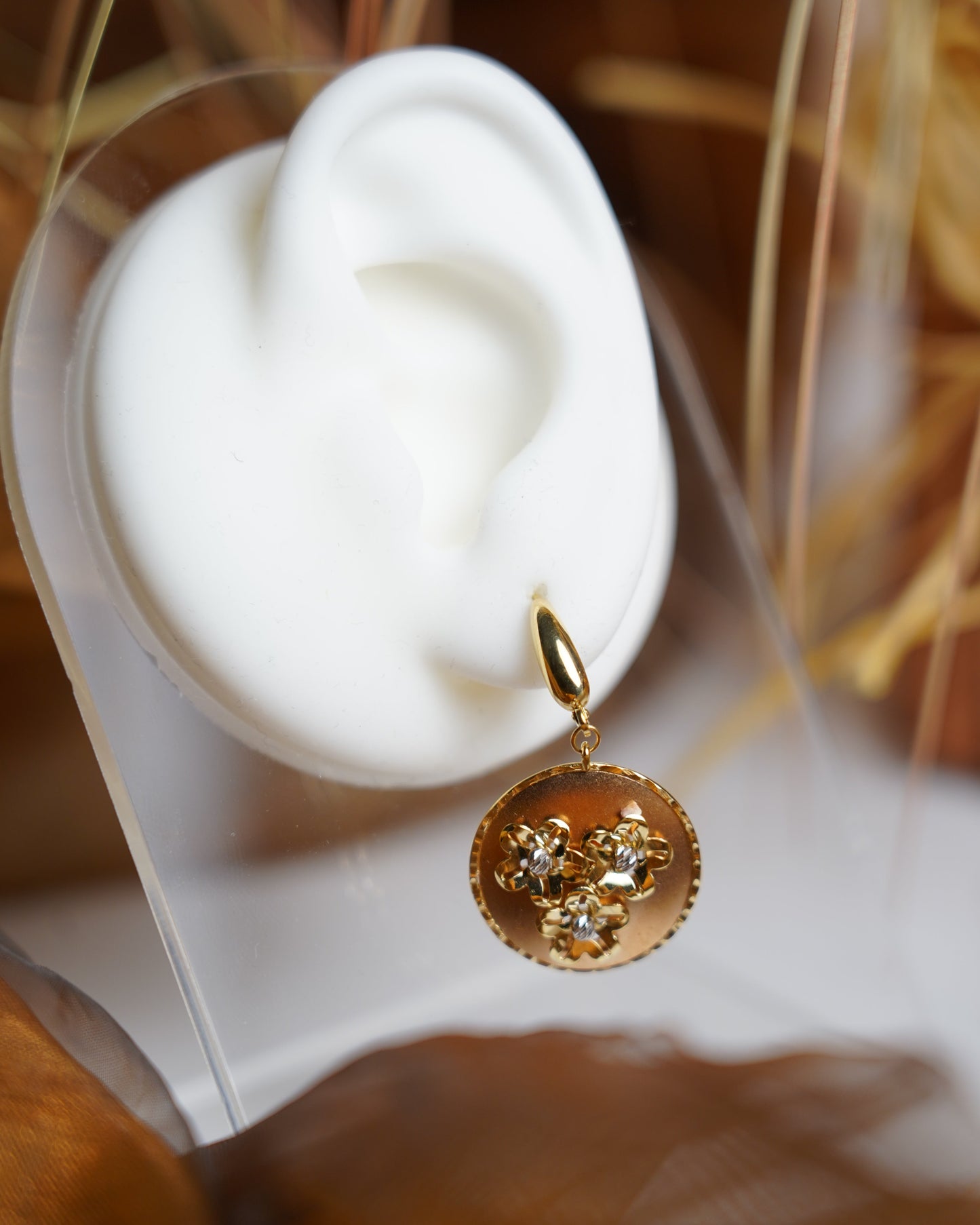 „Golden Blossom Coin“ – Ohrhänger aus 585/- Gelbgold