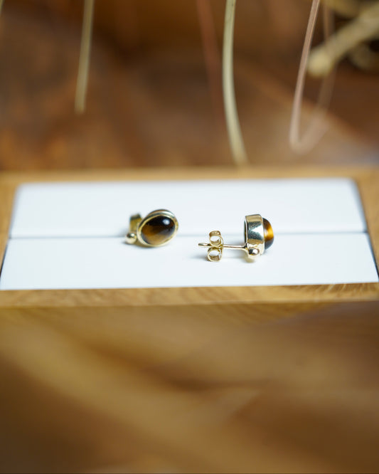 „Golden Eye“ – Ohrstecker aus 585/- Gelbgold mit Tigerauge