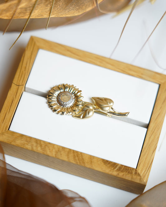„Sunflower“ – Brosche aus 585/- Gelbgold und Diamanten