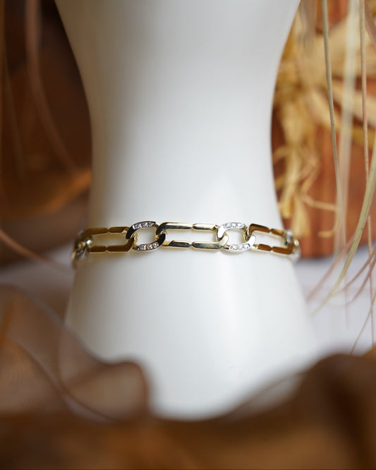 „Linked Harmony“ – Armband aus 585/- Gelb- und Weißgold mit Diamantbesatz