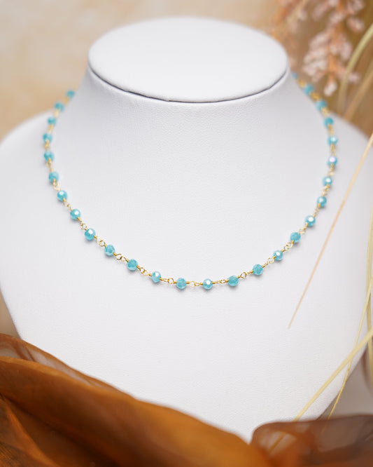 „Lotus Silver Women's Silver Necklace Trendy“ – Kette mit Glaskugeln aus 925/- vergoldetem Silber