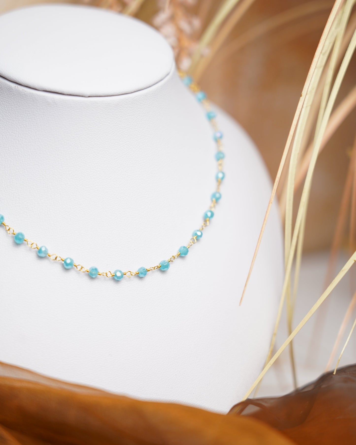 „Lotus Silver Women's Silver Necklace Trendy“ – Kette mit Glaskugeln aus 925/- vergoldetem Silber