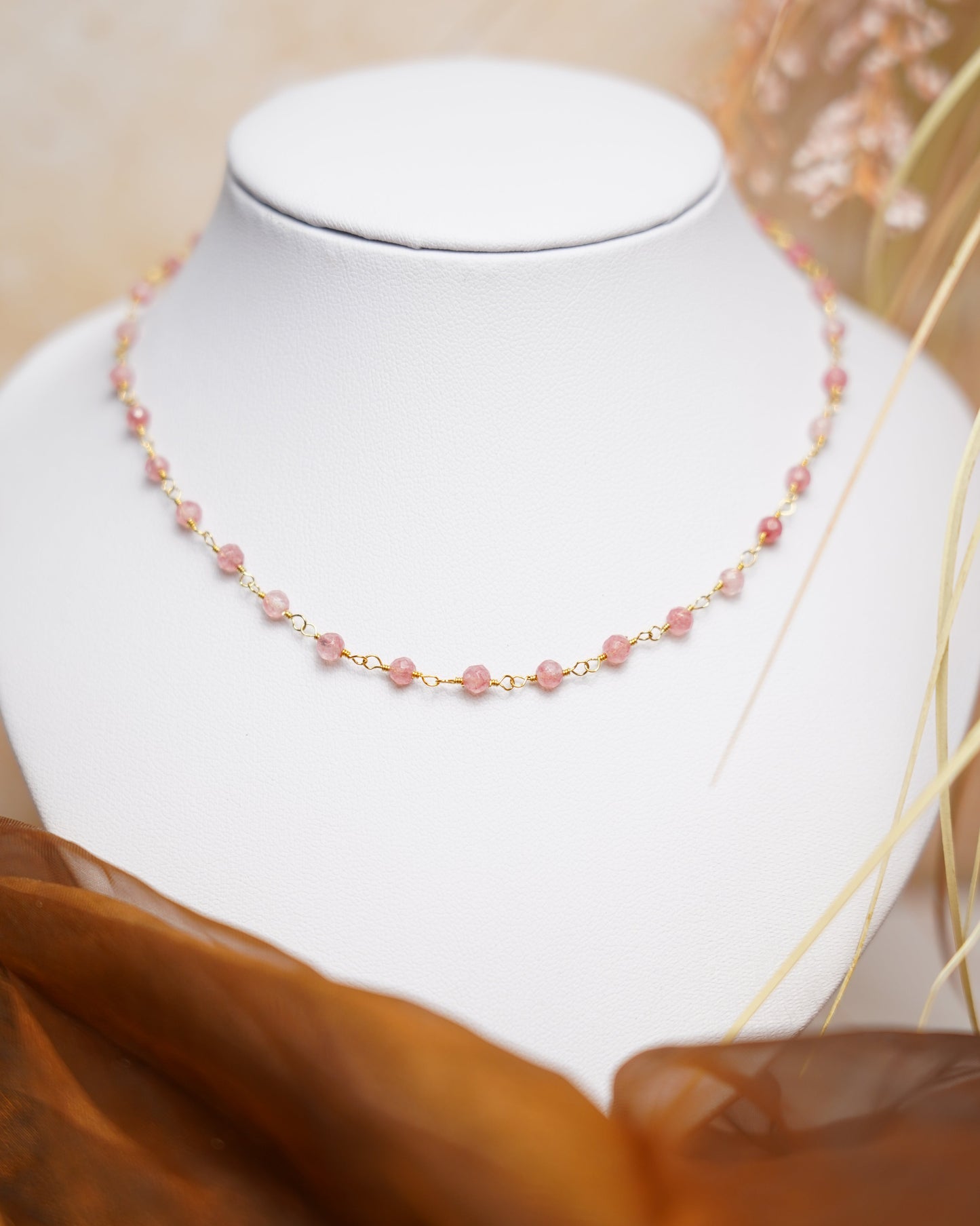 „Lotus Silver Women's Silver Necklace Trendy“ – Kette mit Glaskugeln aus 925/- vergoldetem Silber