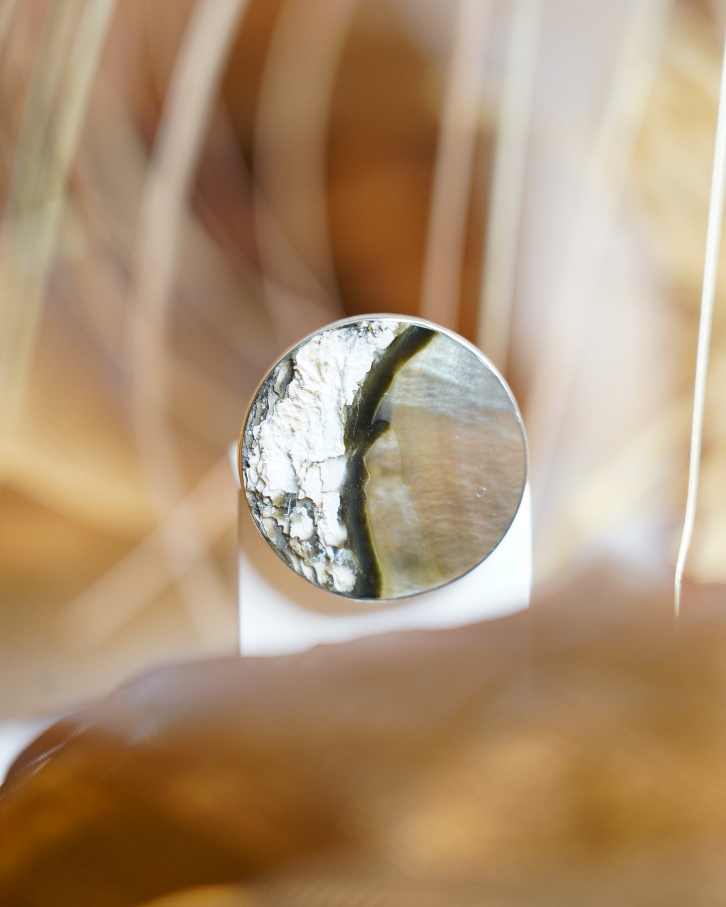 „Ocean Disc“ – Ring aus 925/- Sterlingsilber & Muschel