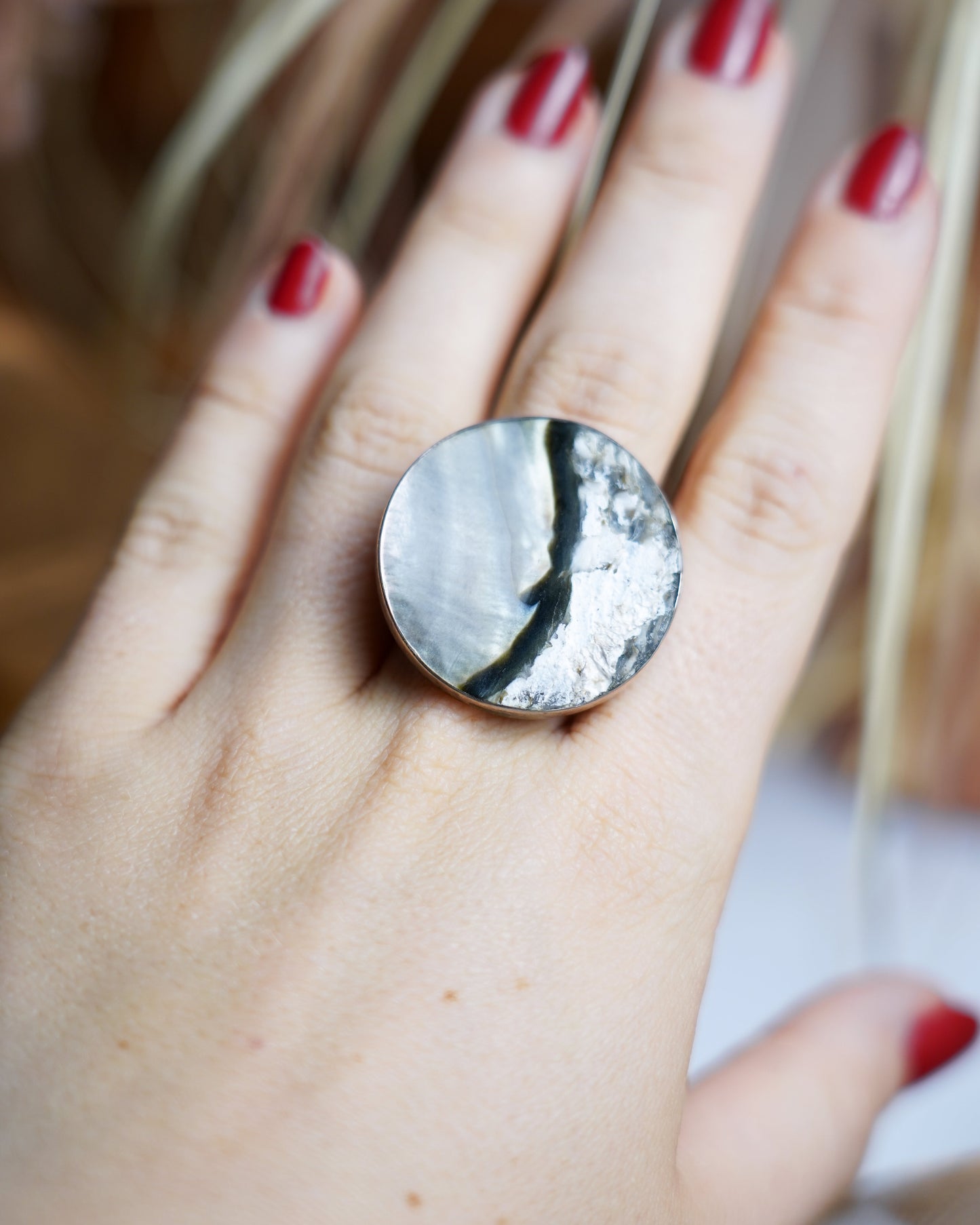 „Ocean Disc“ – Ring aus 925/- Sterlingsilber & Muschel