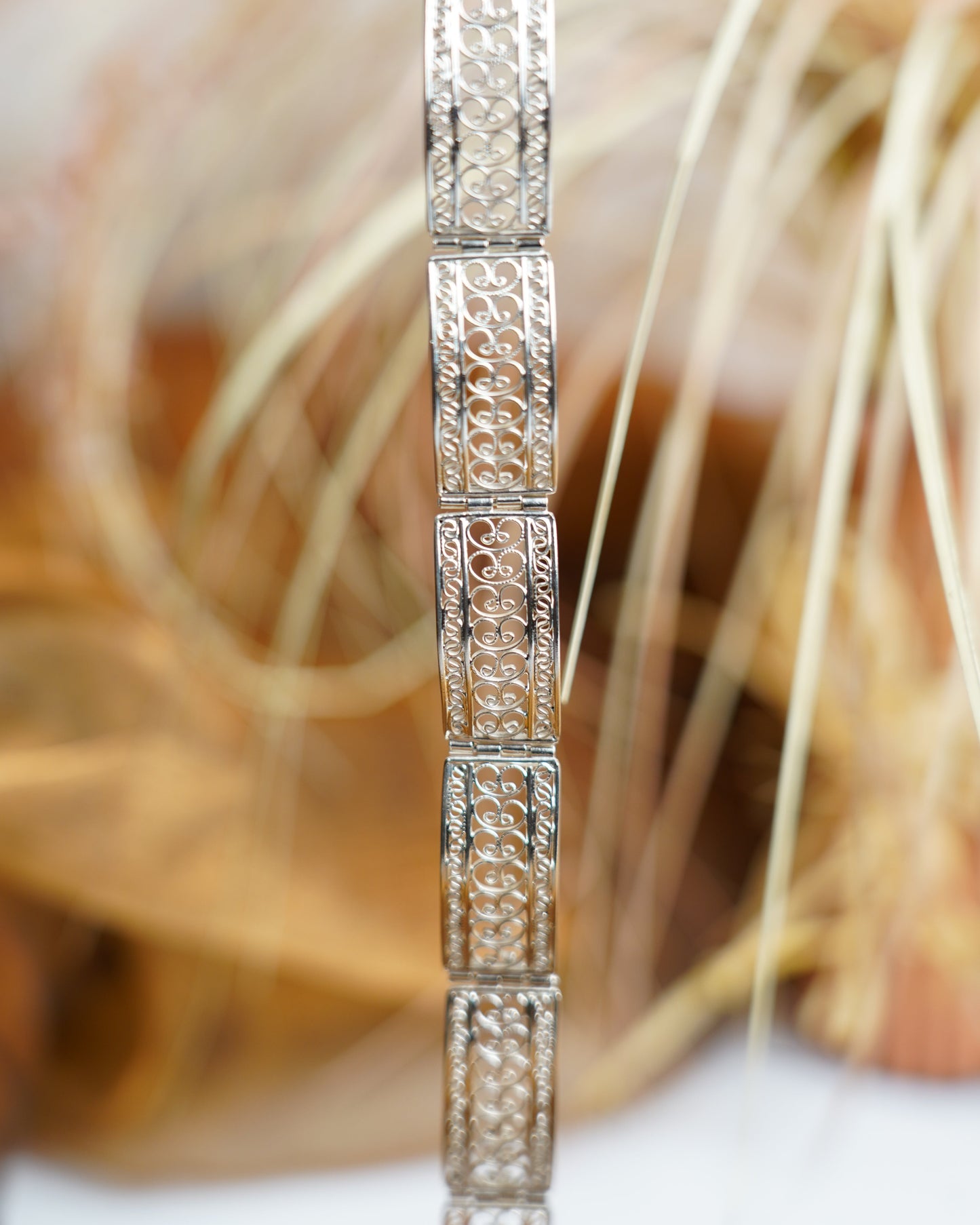 „Ornate Slim Link“ – Armband aus 835/- Silber