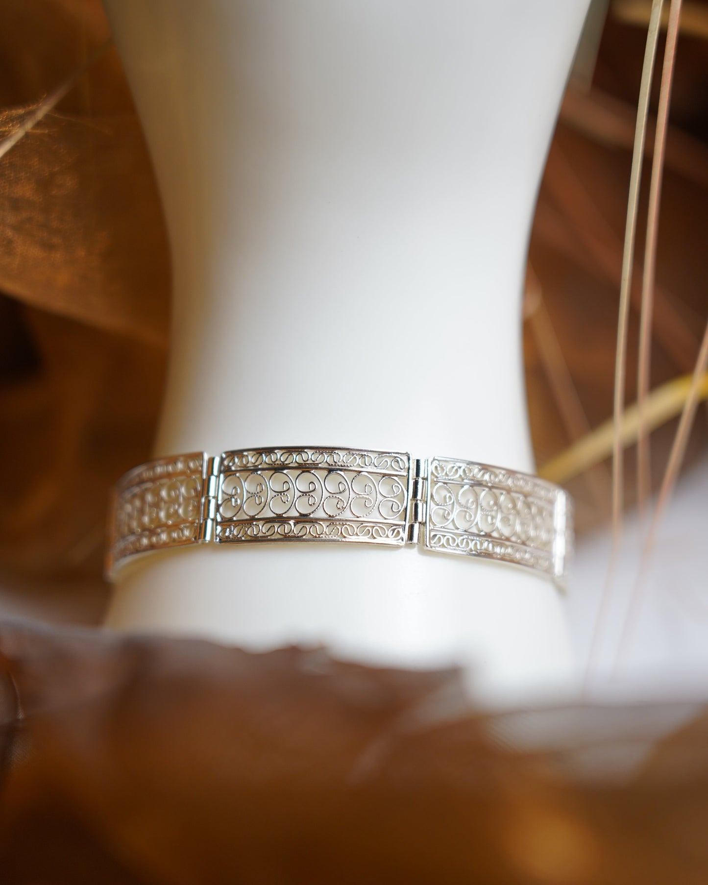 „Ornate Slim Link“ – Armband aus 835/- Silber