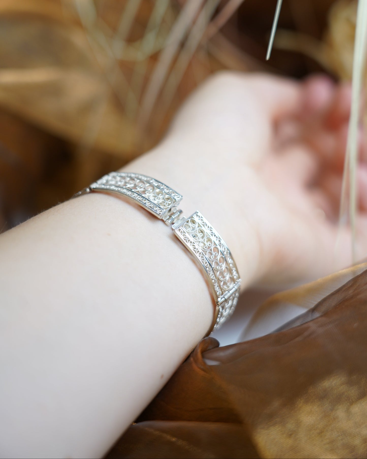 „Ornate Slim Link“ – Armband aus 835/- Silber