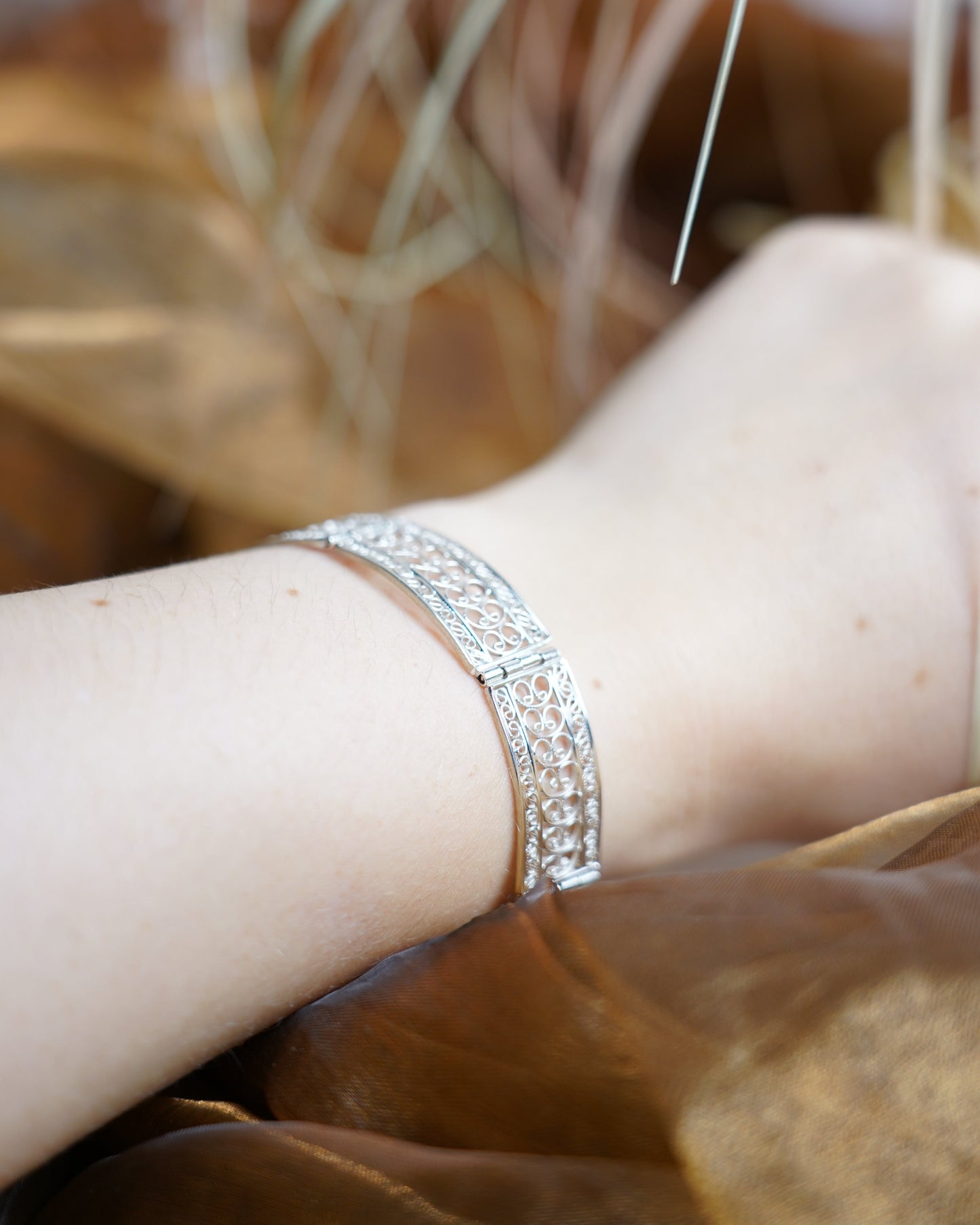 „Ornate Slim Link“ – Armband aus 835/- Silber