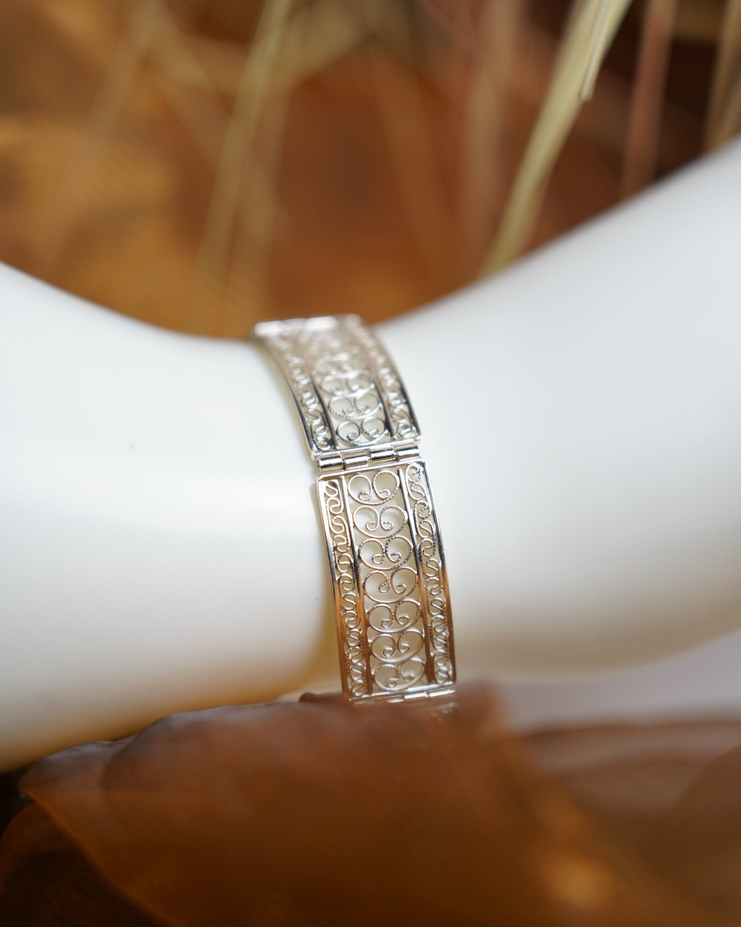 „Ornate Slim Link“ – Armband aus 835/- Silber